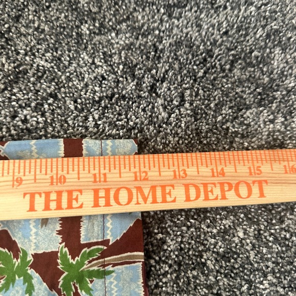 Vtg Reyn Spooner Hawaiian Shirt Mens Large Brown Palm Tree Hut Guitar Hibiscus - Picture 11 of 14